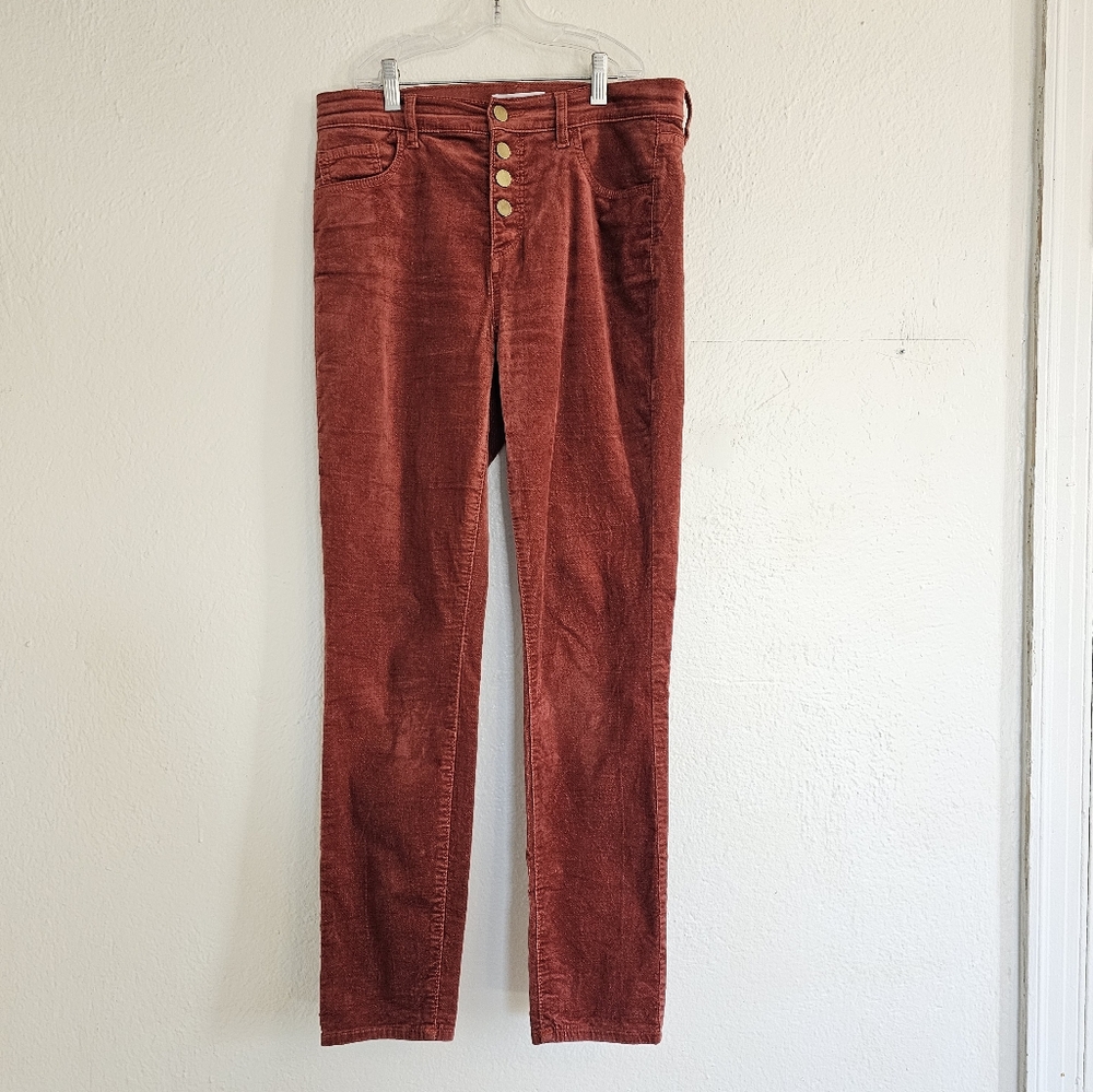 Loft Women's High Waist Orange Button Fly Velvet Cords size 27 / 4